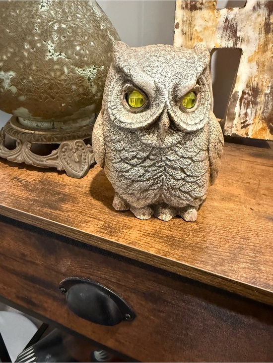 Windstone Editions Other - Textured Stone-Look Owl Figurine with Yellow Eyes by Winstone Editions.